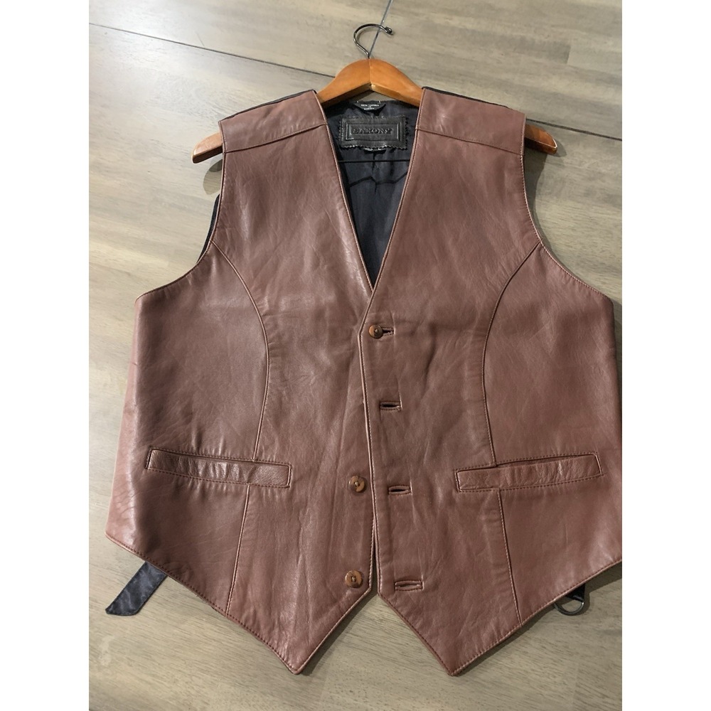Saxony vest, 100% Genuine Leather & Lining acetate Satin-Vintage Leather SZ‎ L